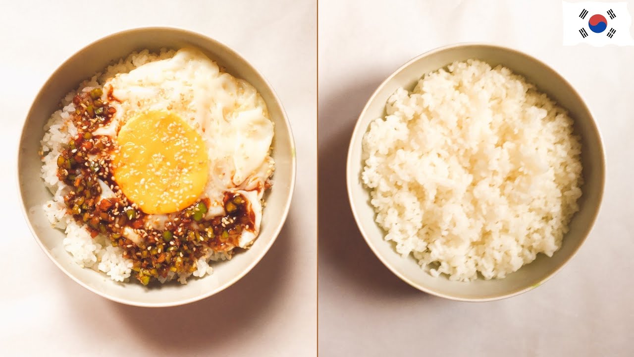 طريقه طبخ الأرز الكوري 🍚🇰🇷+وجبة كورية لذيذه من الأرز في أقل من 10 دقايق ⏱️Korean rice الطعم يستاهل😋