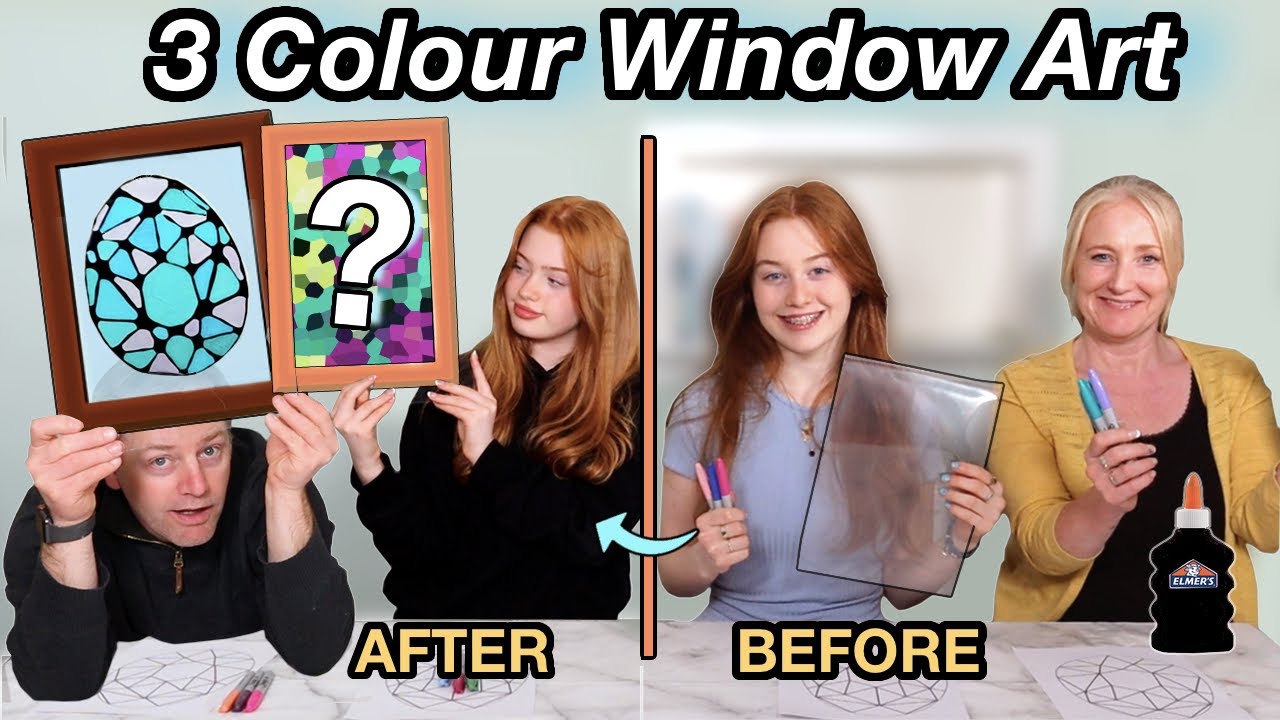 3 Colour STAINED GLASS WINDOW ART Challenge *DIY Sharpie Suncatchers | R STUDIOS