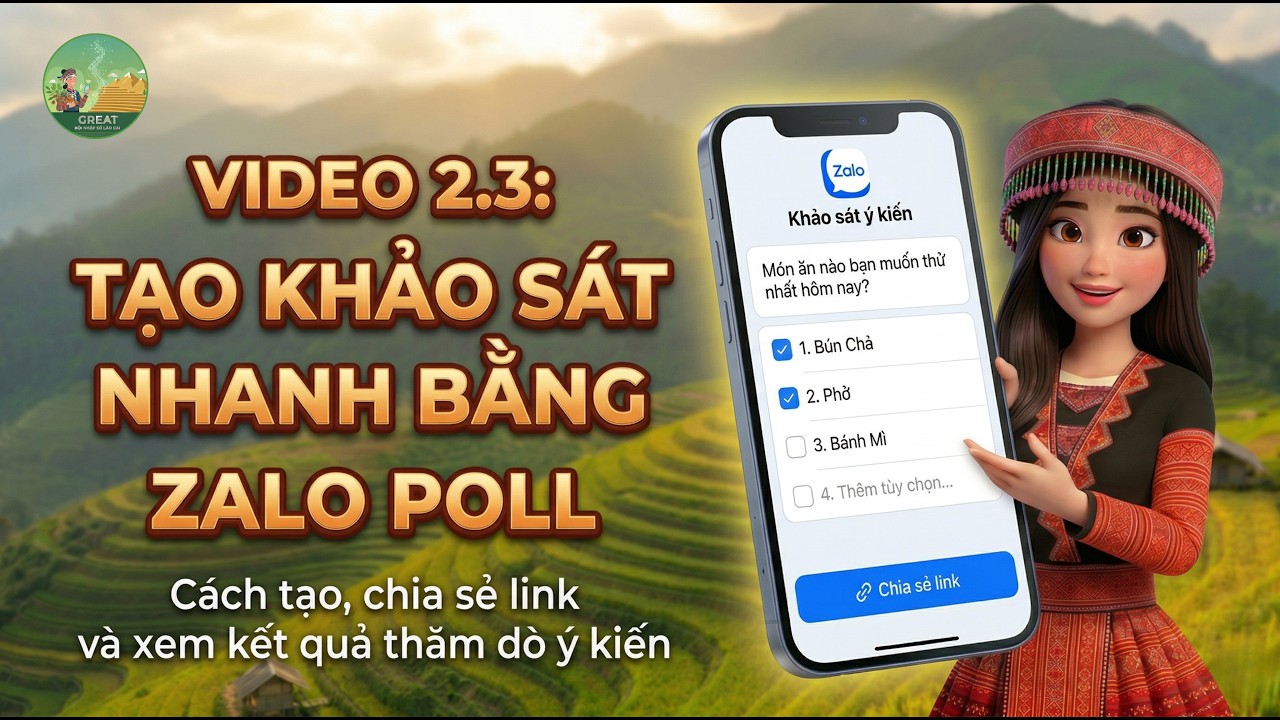 Video 2 3 Kỹ năng tạo khảo sát nhanh bằng Zalo Poll Cách tạo, chia sẻ link và xem kết quả thăm dò ý