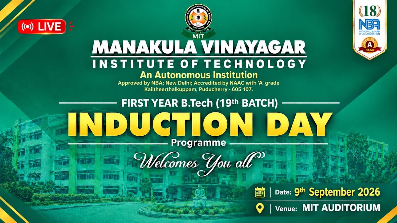 INDUCTION DAY 2026 | First Year B.Tech (19th Batch) | Manakula Vinayagar Institute of Technology