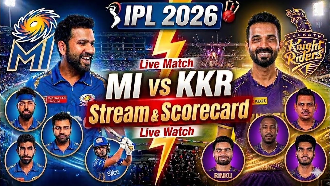 MI vs KKR LIVE 🔴 | Рохит Шарма, Сурьякумар, Рассел, Ринку Сингх, Хардик, Бумра | ИПЛ 2026 🏟️