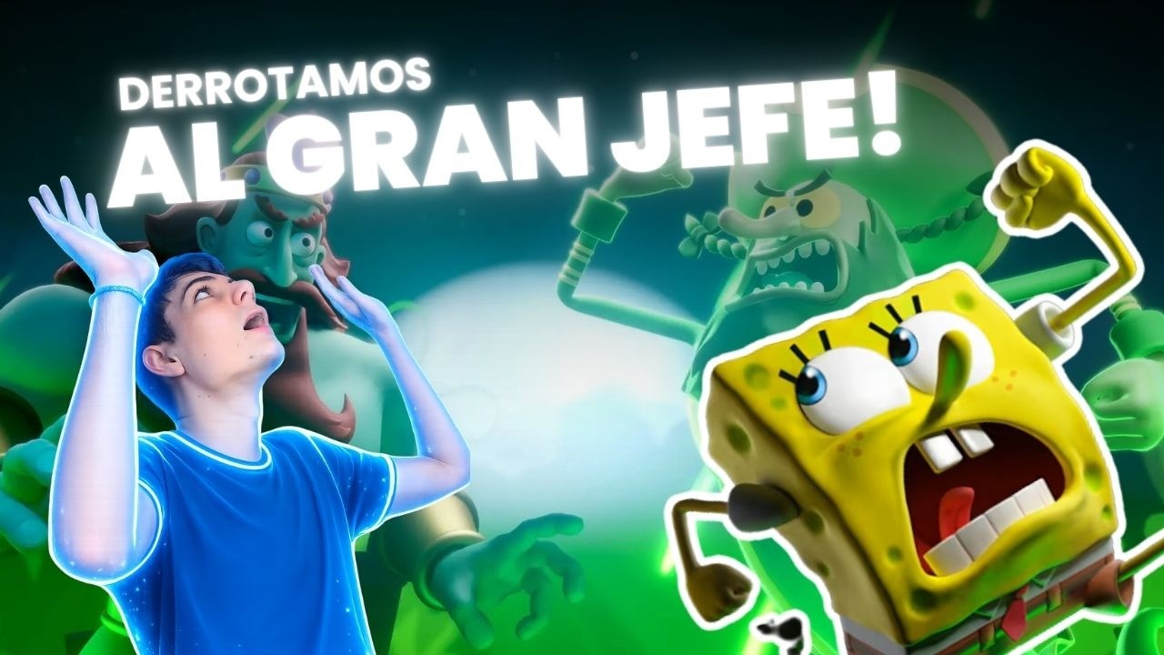 BOB esponja DERROTA al GRAN jefe CAÑON!