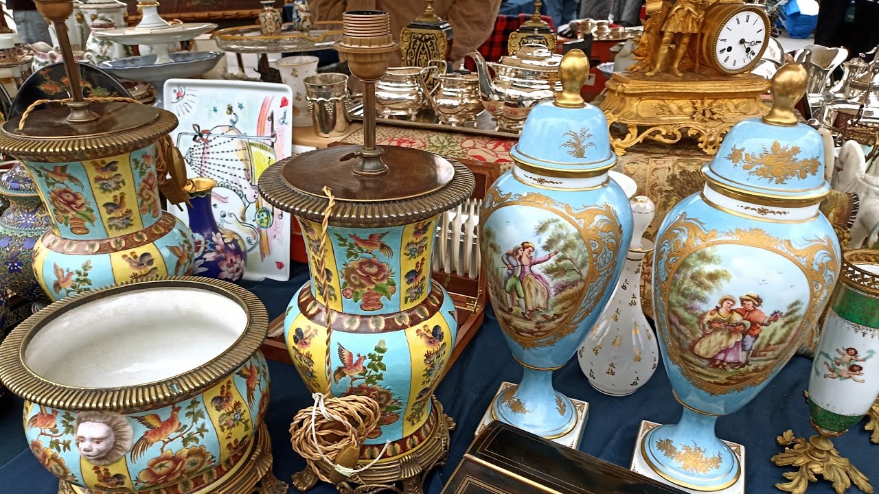 Paris France🇨🇵FLEA MARKET🪞 BROCANTE in PARIS🏺 ANTIQUE old Things🪑 Marché aux Puces🛍️ 4KHDR Thrifting