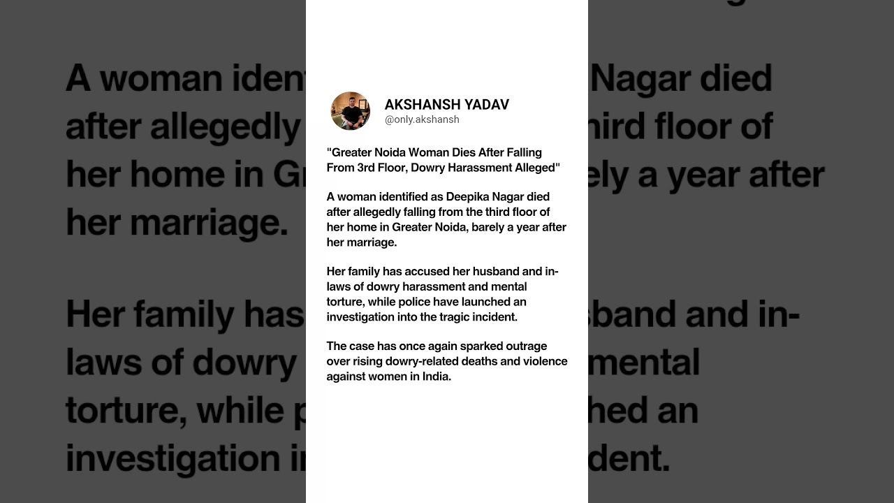 Greater Noida Woman Dies After Falling From 3rd Floor, Dowry Harassment Alleged