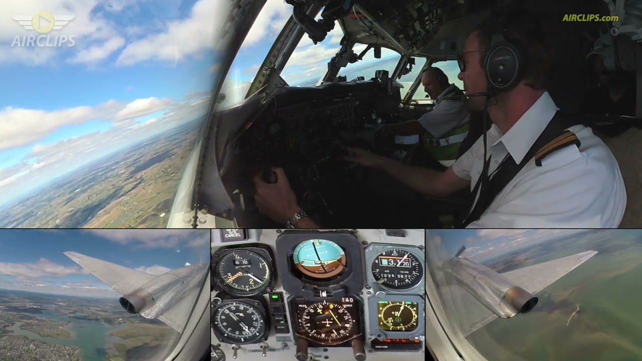Favorite  View! Convair 580 Cockpit Takeoff! Air Chathams out of Auckland! [AIRCLIPS]