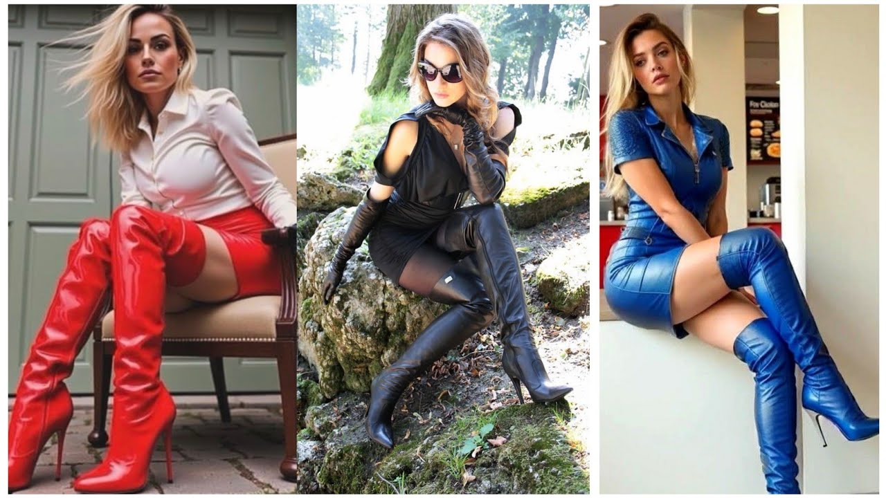 Attractive 😍 shining Long Leather comfortable latex thigh highheels overknee long Boots Collection 