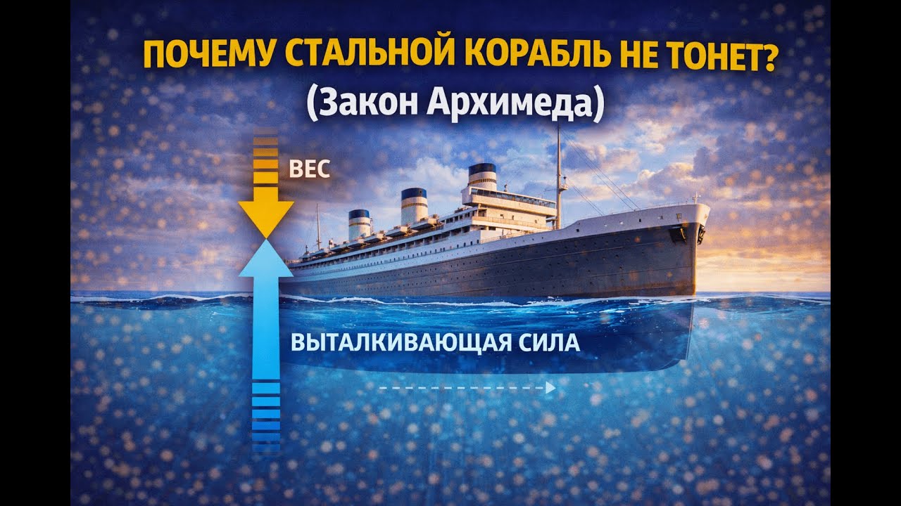 Почему стальной корабль не тонет? (Закон Архимеда)