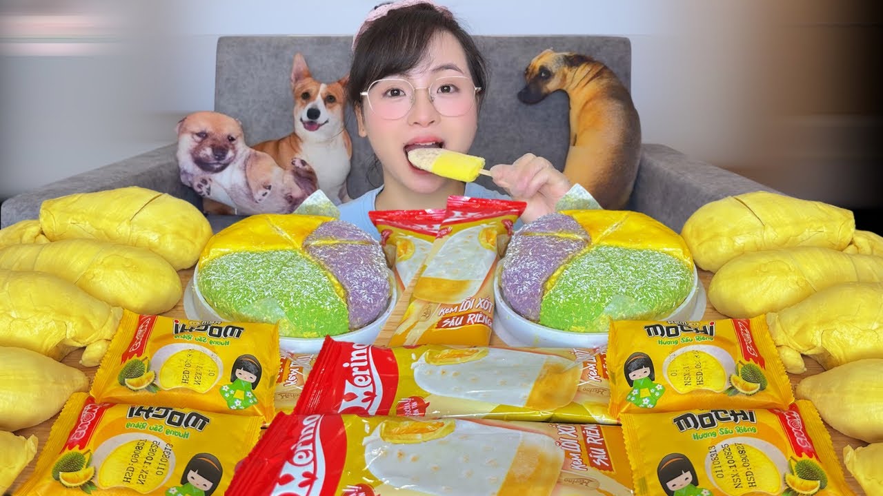 Mukbang Nhiều Đồ Ăn Vị Sầu Riêng| Kem Mochi Sầu,Bánh Sầu Ngàn Lớp| Durian Flavored Food Mukbang