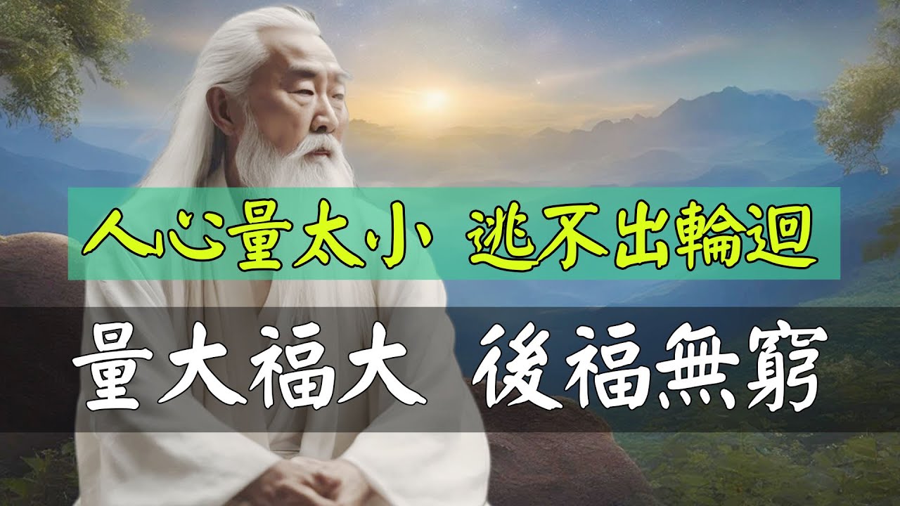 人若心量太小，是逃不出輪迴的。只有把心量打開，福報才能進來，量大福大，後福無窮！