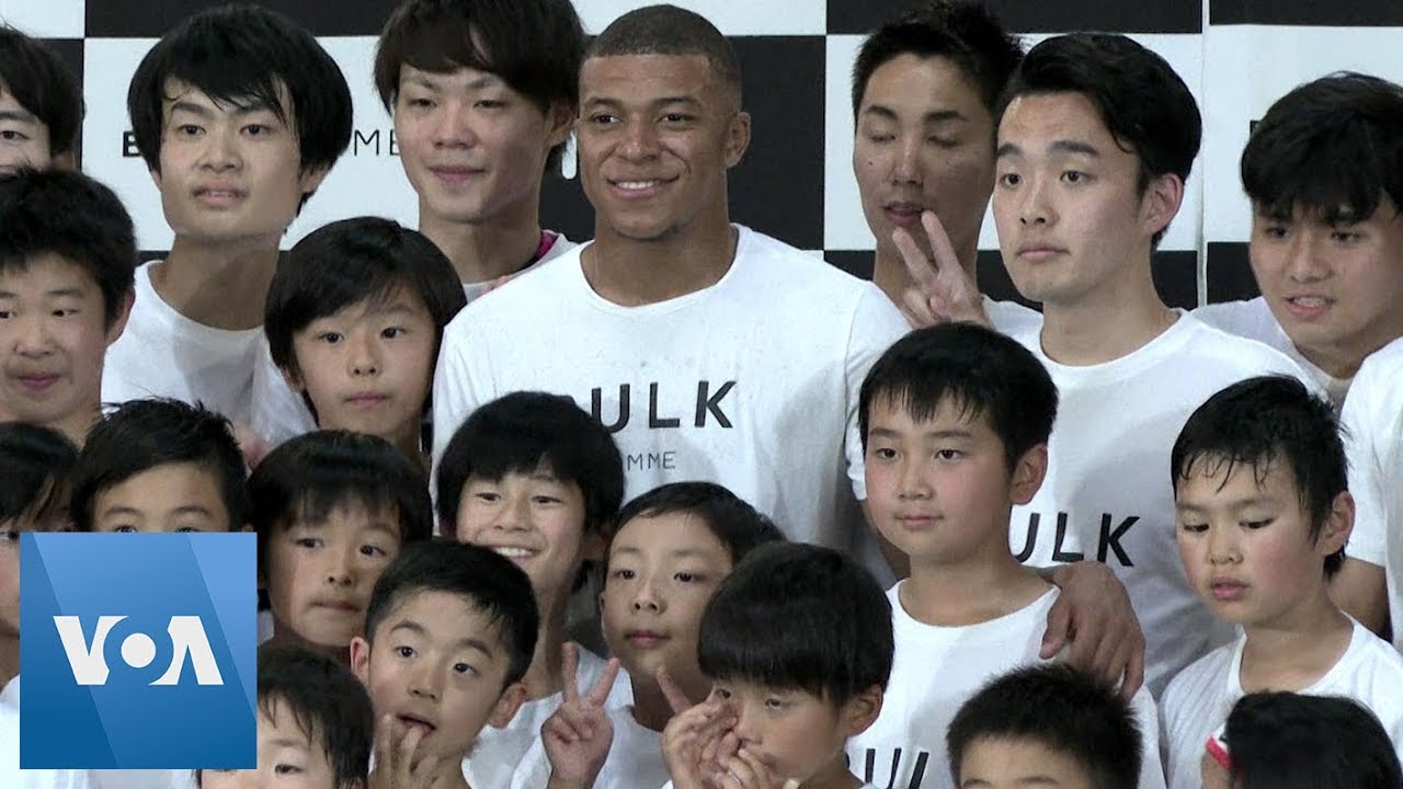 Soccer Star Mbappe Plays With Kids in Japan