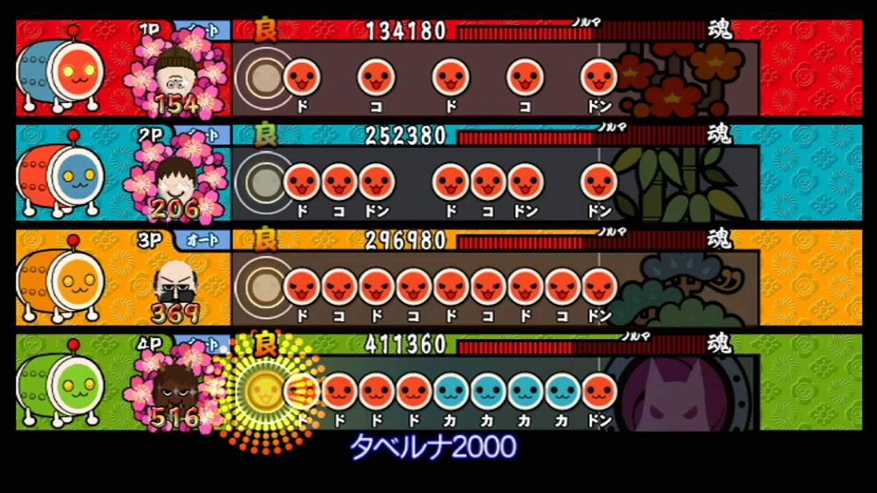 【太鼓の達人 Wii4】〆ドレー2000【全難易度同時再生】