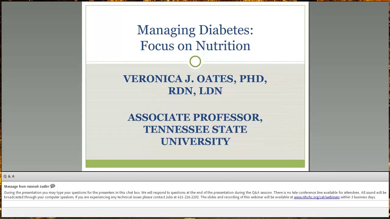 Webinar: Nutrition and Diabetes: Special Considerations for Clients who are Unstably Houses