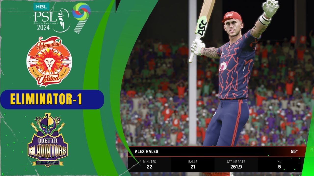 Islamabad United vs Quetta Gladiators: Eliminator 1| PSL 2024 | Cricket 24 Gameplay
