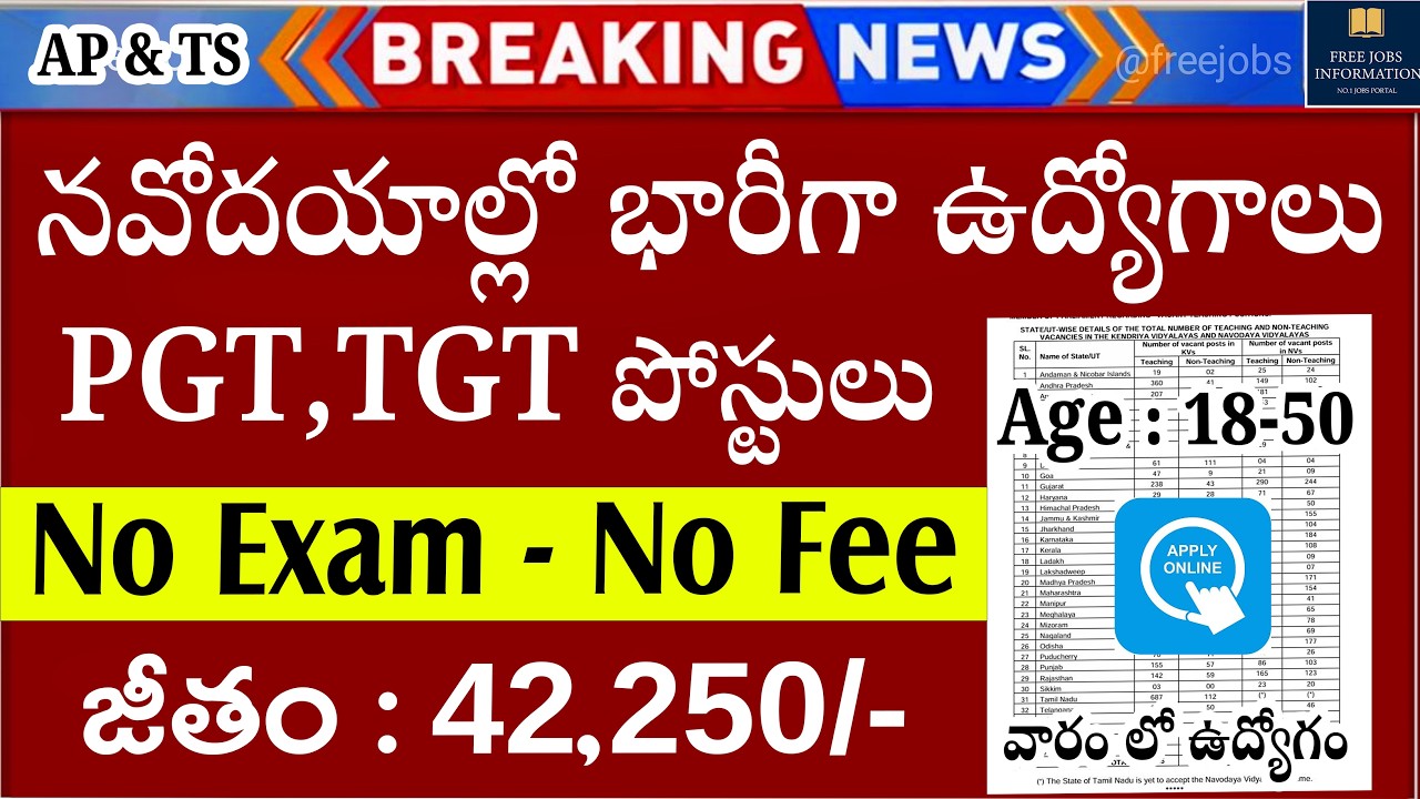 📌 నవోదయాల్లో ఉద్యోగాలు, Exam లేదు | NVS Recruitment 2026 in July | Govt Job Vacancy