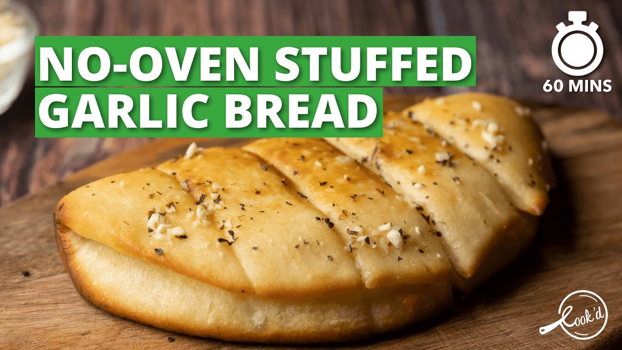 No-Oven Stuffed Garlic Bread Recipe | Garlic Bread | Ovenless Recipes | Cookd