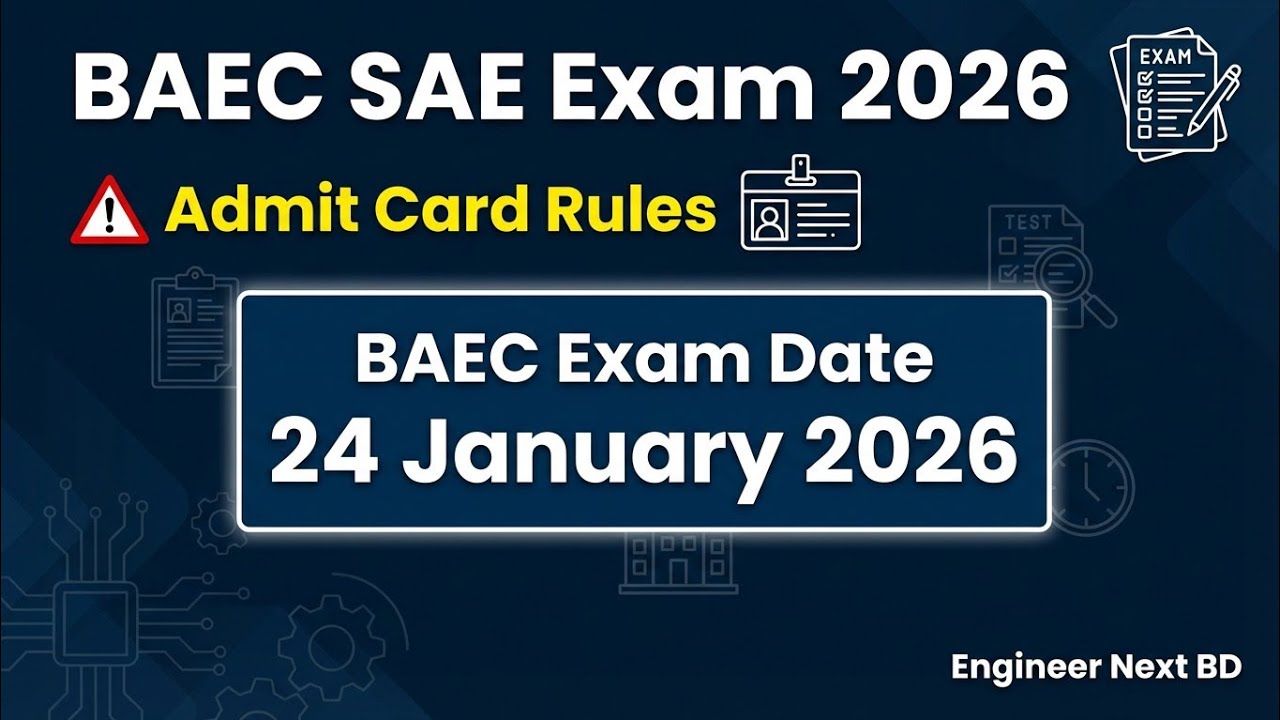 BAEC Sub Assistant Engineer Exam Date 2026 | Admit Card Instructions | Diploma Job
