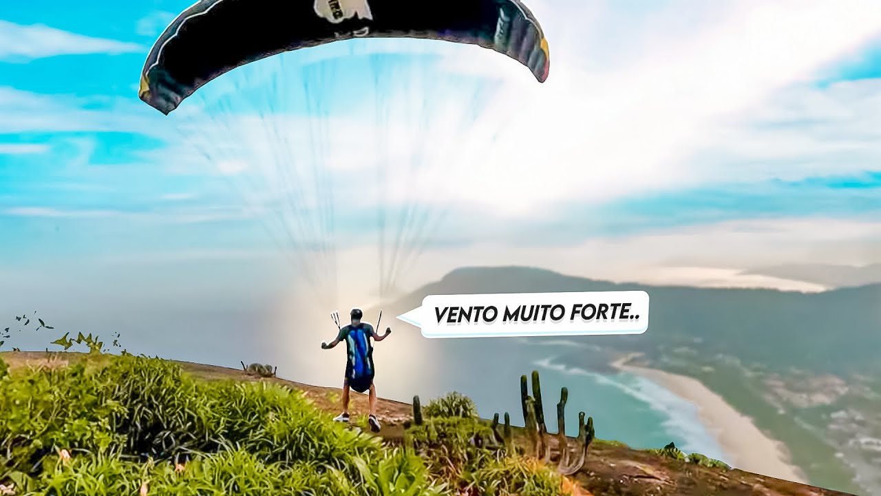 Voei mais de 30 minutos com speed fly no vento forte.