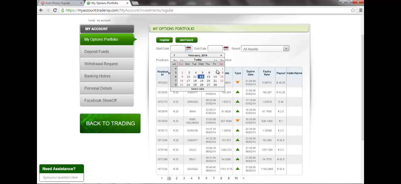 Auto Binary Signals (Pro Signals) Automated Trading - Feb 7th 2014