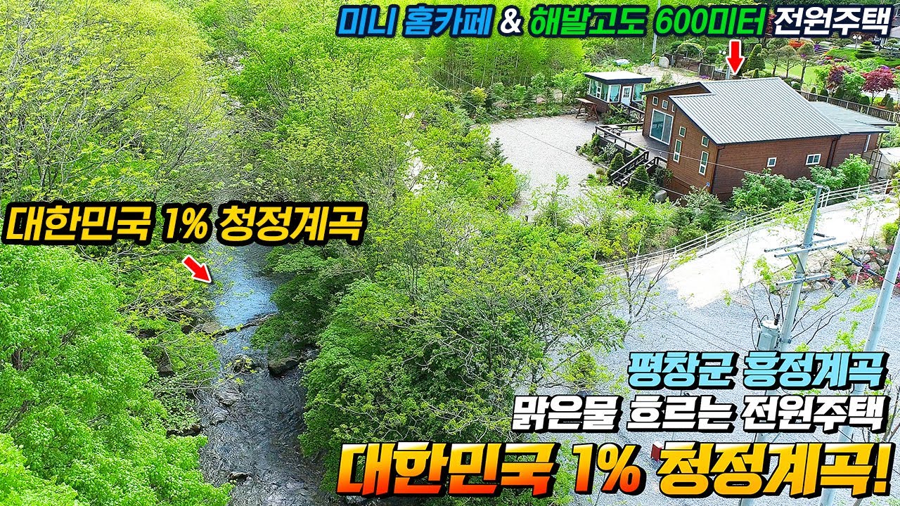 대한민국 1% 청정계곡이 마당으로 흐르는 평창전원주택! 해발고도600미터 맑은 공기는 보너스!
