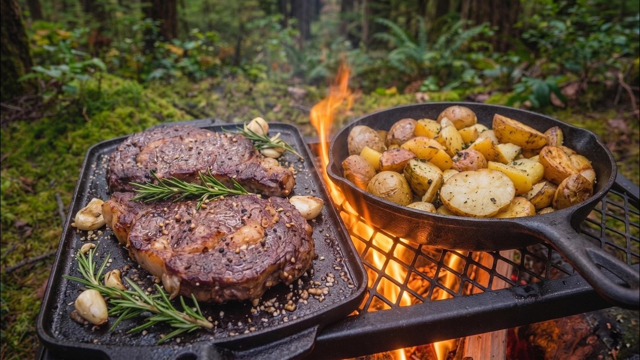 Cooking Steak in the Rain | Wild Alaska Forest