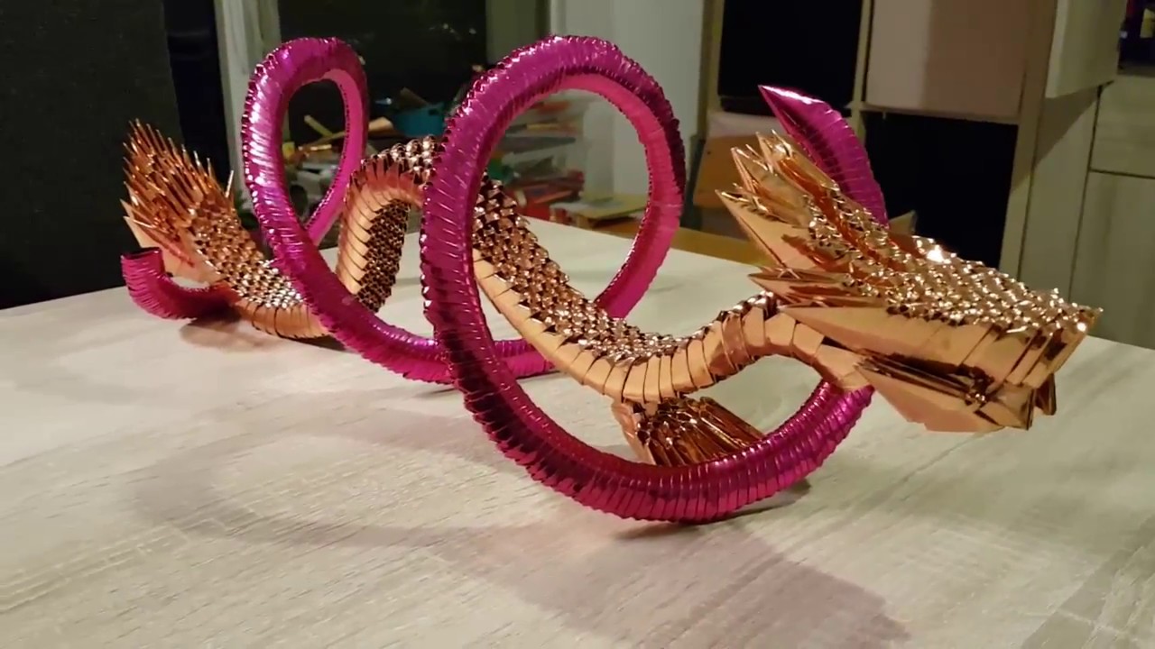 3D Origami Golden Dragon + tutorial