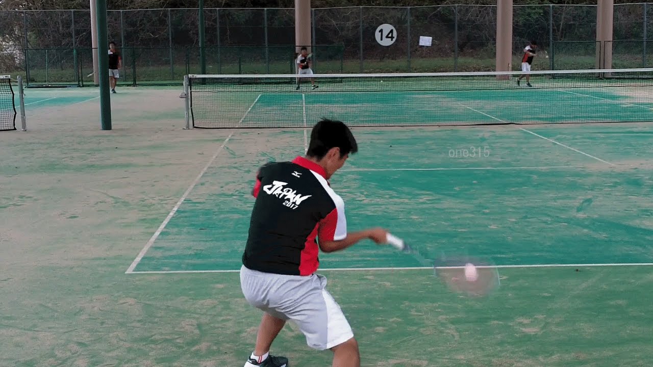 ソフトテニス　全日本U17合宿2017　練習7　乱打　広岡(上宮高校)(林せ/尽誠学園)ー北本(高田商業高校)
