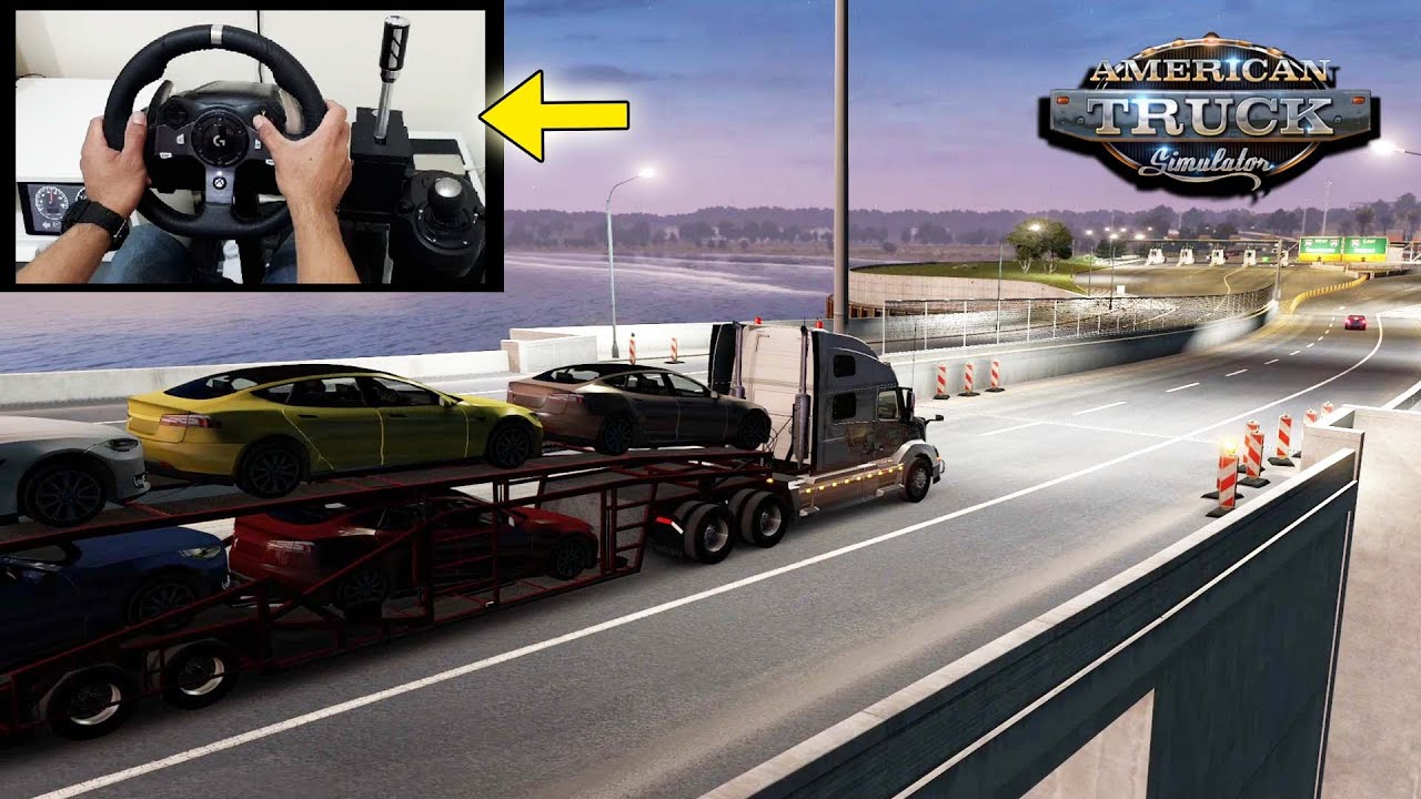 American Truck Simulator - Transporting Cars  | Logitech g920 Steering Wheel Gameplay