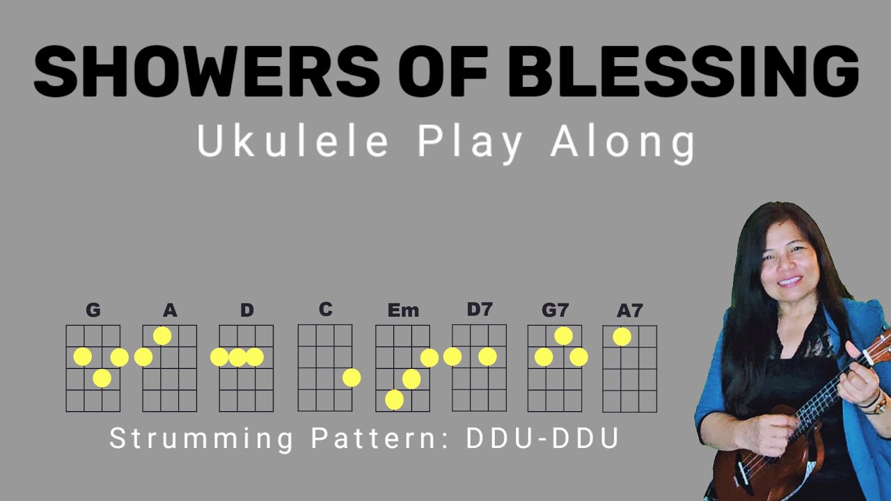 SHOWERS OF BLESSING  | SDA Hymn 195 | UKULELE GUITAR TUTORIAL PLAY ALONG | CHORDS LYRICS