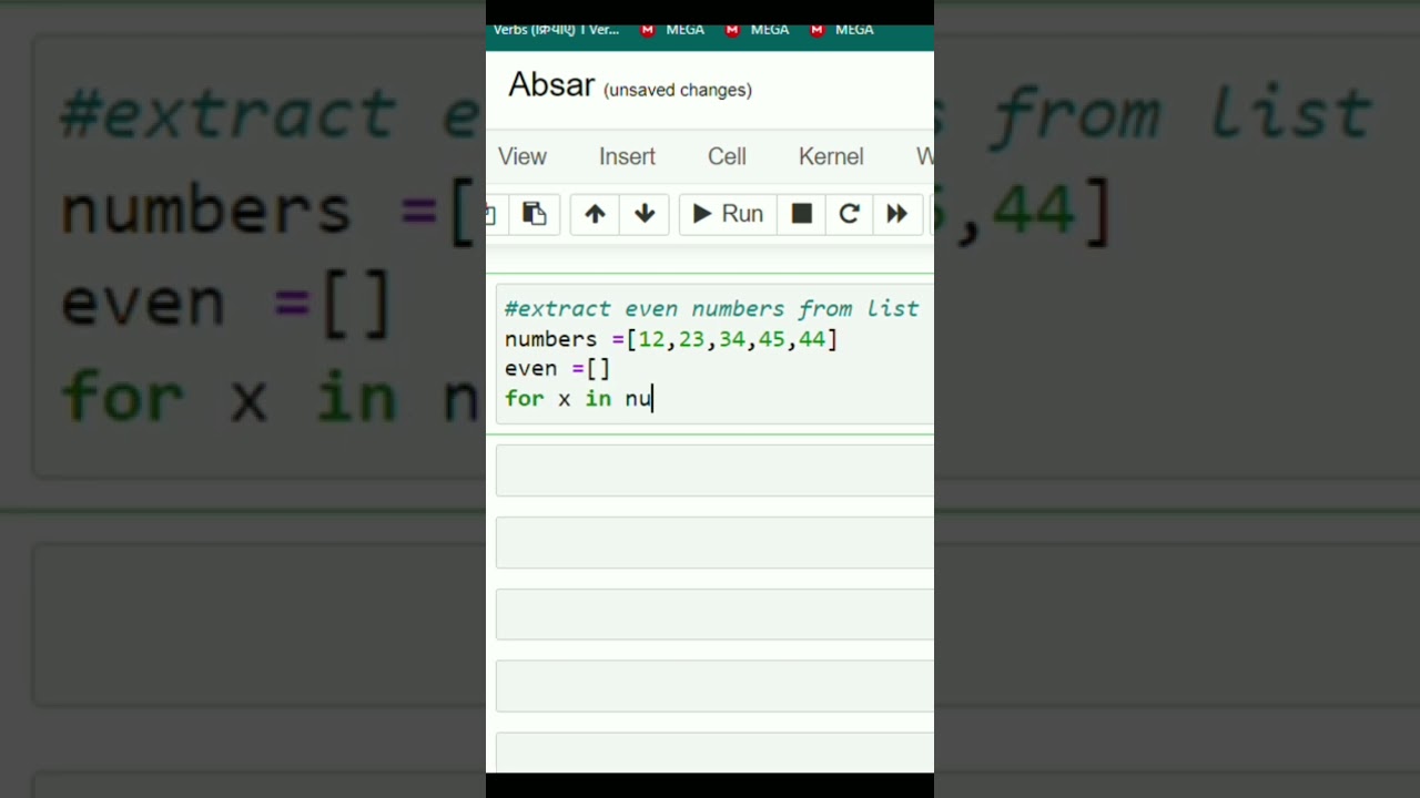 How to extract even numbers from python list #viral #shortsvideo #python