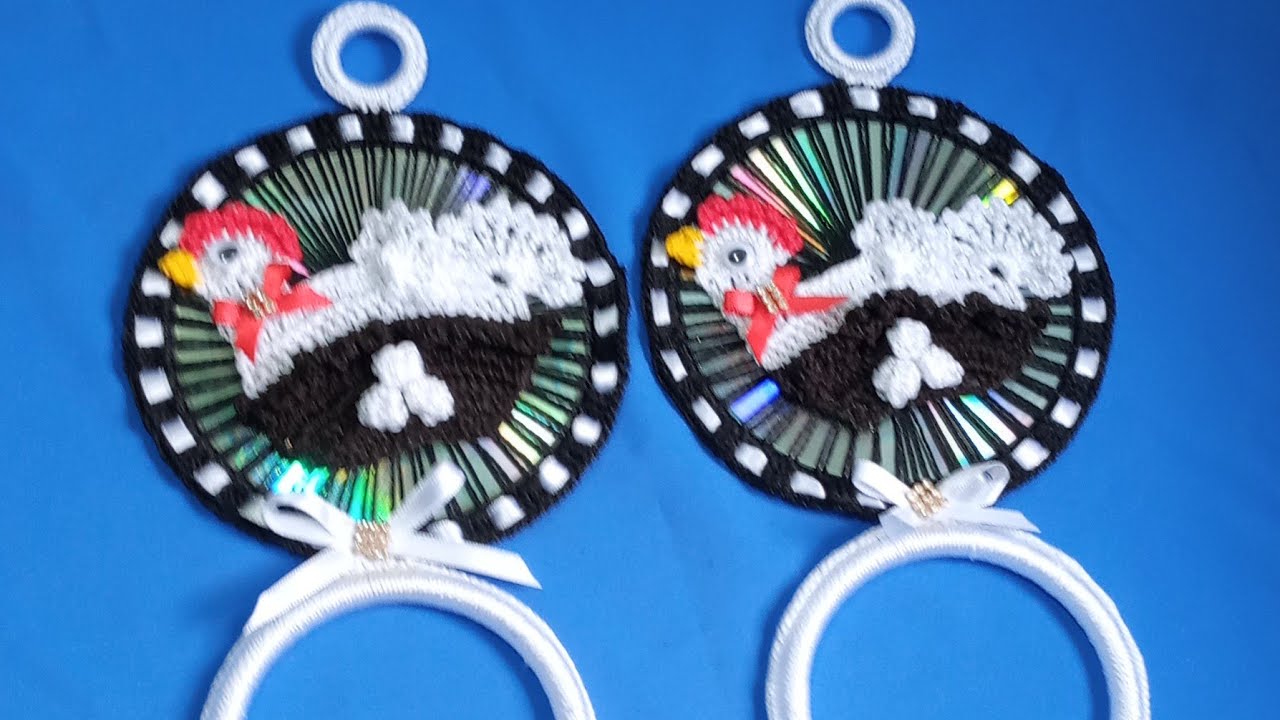 Porta pano de prato de crochê com CD - Valdenete crochê