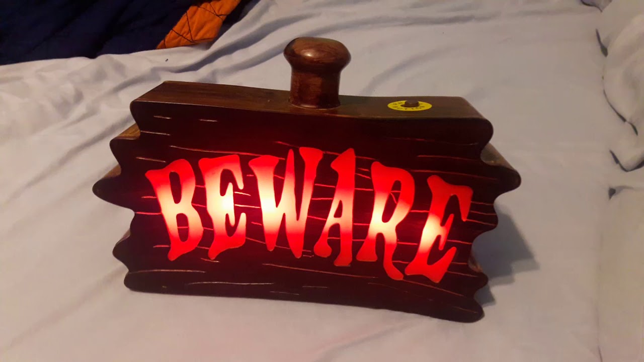 Gemmy light up Halloween beware sign (rare???!!!)