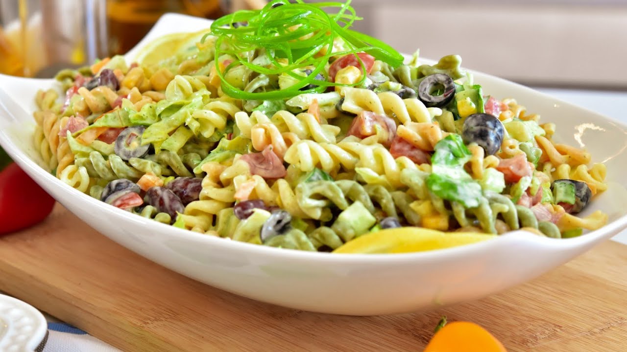 سلطة المعكرونه البارده ب رانش الافاكادو 💯😋Cold Pasta Salad with Avocado Ranch