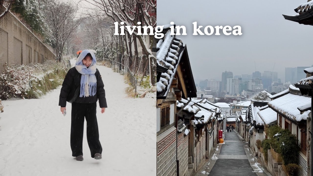 living in korea ☃️ snowy bukchon hanok village & wes anderson exhibit (shot on iPhone 16)