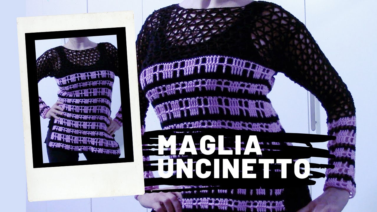 Maglia Minny all’uncinetto di cotone bicolor