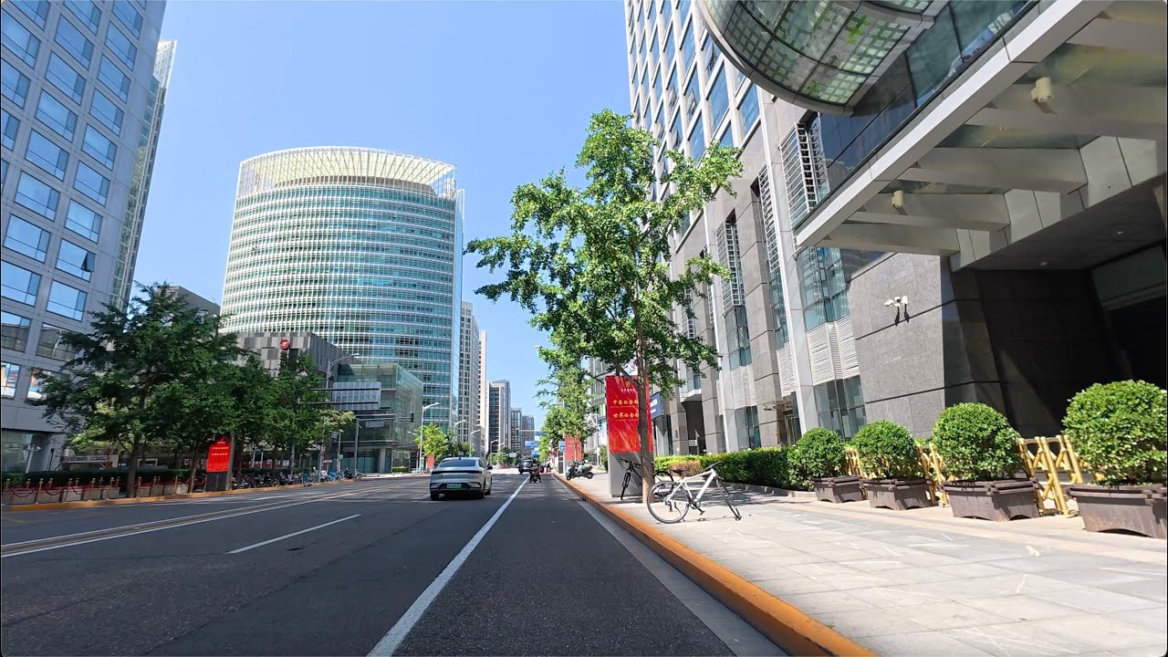 E-Bike Ride Through Financial Street, Beijing | Via Jinrong Street | 2025.06.21 | 4K