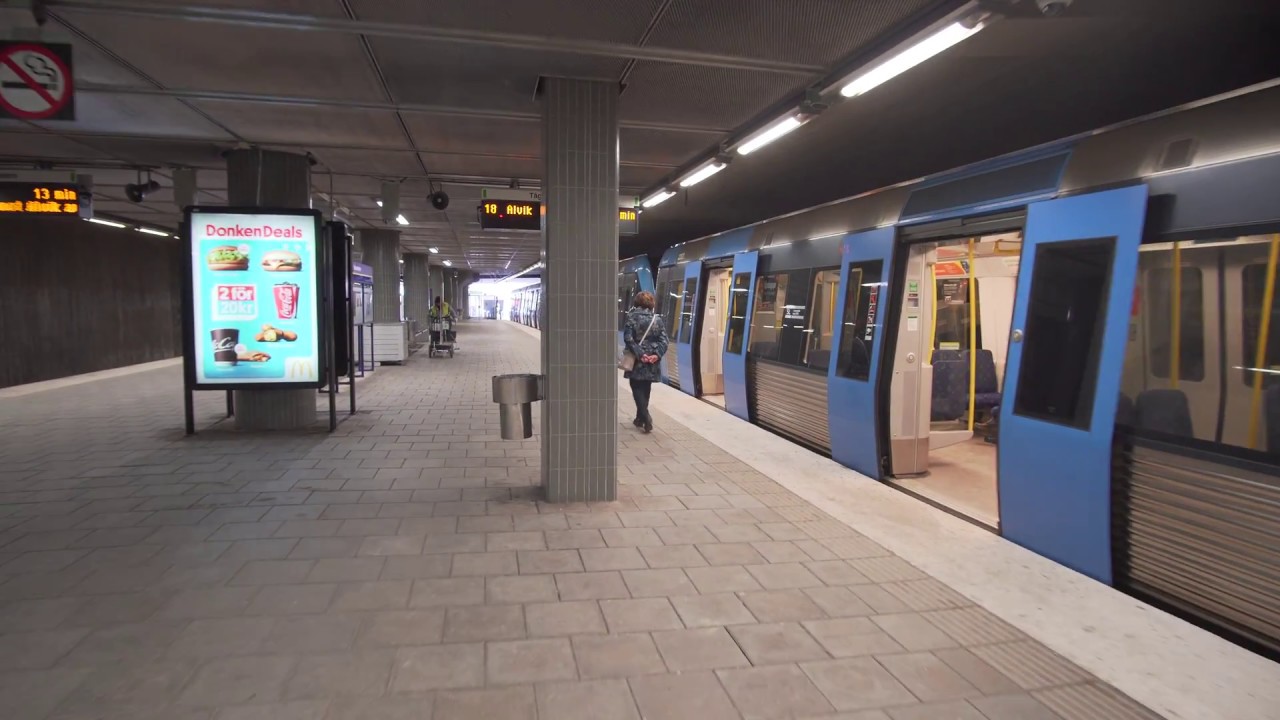 Sweden, Stockholm, subway ride from Farsta Strand to Farsta Centrum
