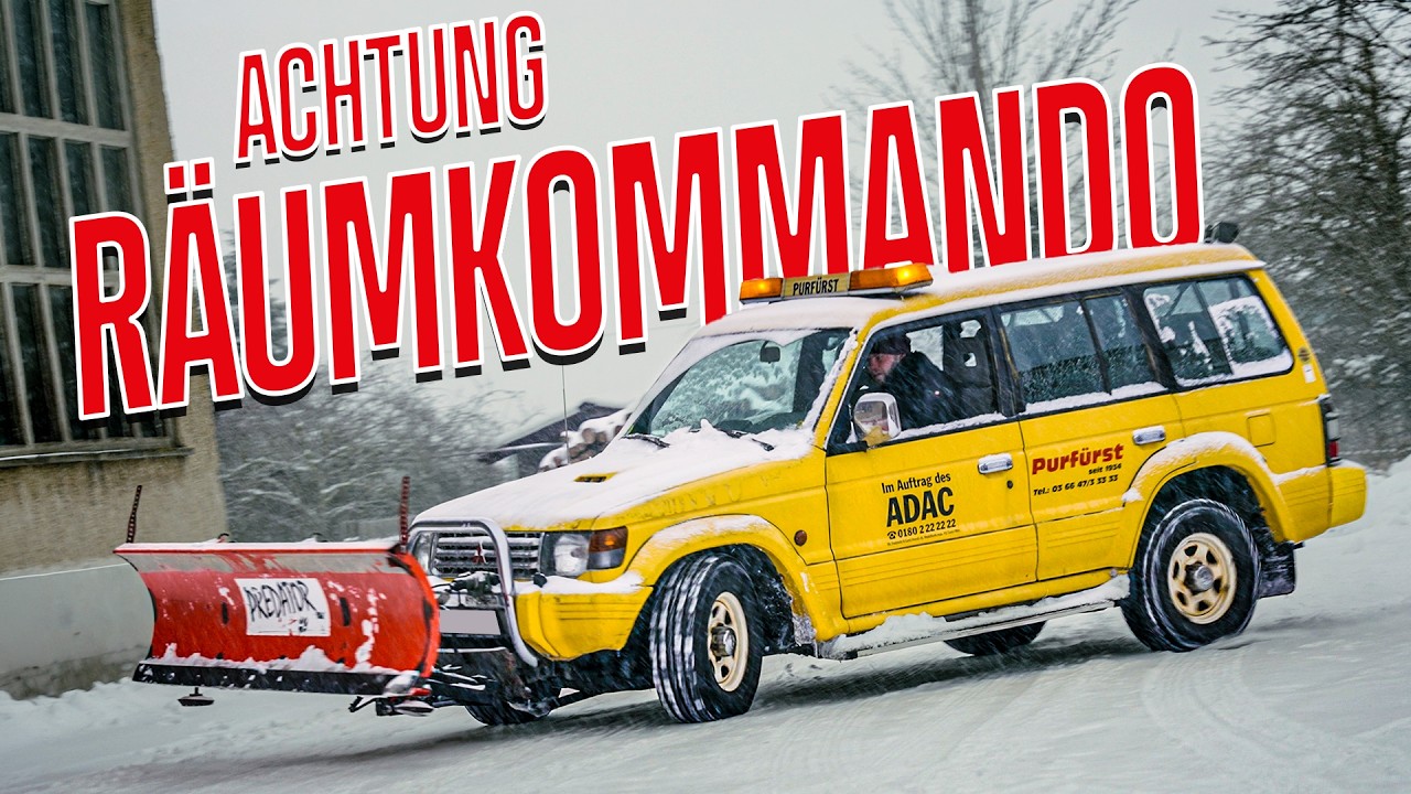 Mitsubishi Pajero mit Schneepflug und Action!