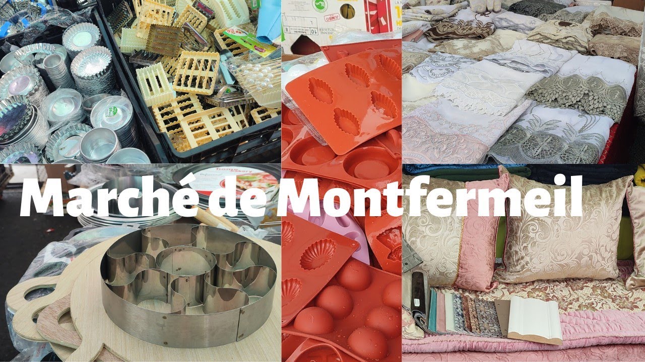 Marché de Montfermeil Clichy-sous-Bois 93 Stands rideaux moules pâtisserie Samedi 9/04/22