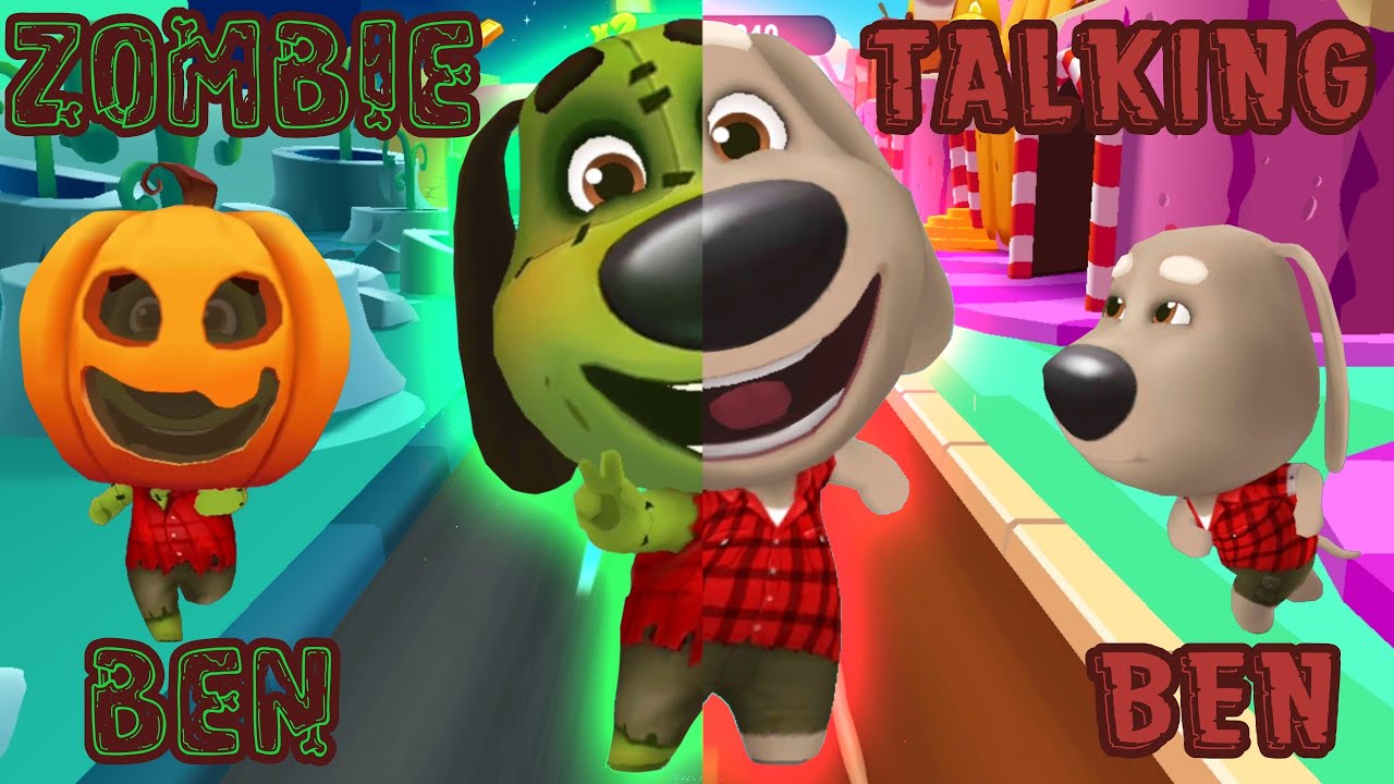 Talking Tom Gold Run // Talking Ben vs Zombie Ben - Candyland vs Wacky World 🍬🛸
