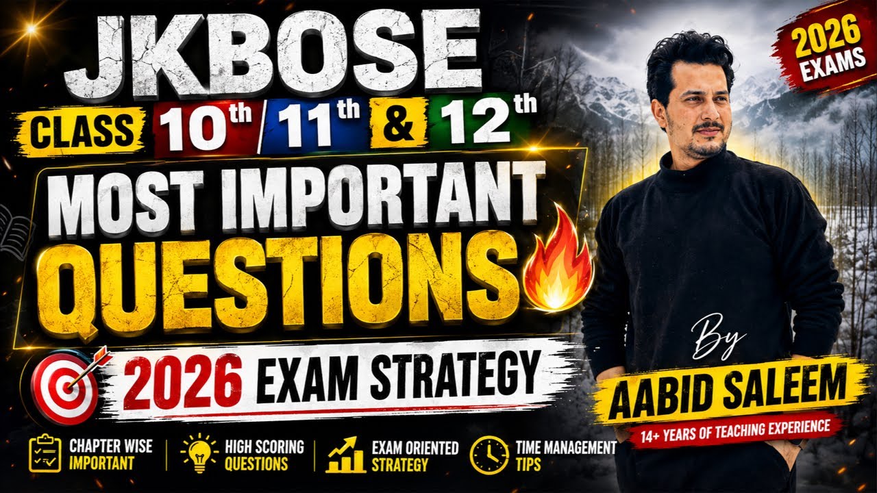 MOST IMPORTANT QUESTIONS JKBOSE CLASS 10th 11th 12th exams 2026#jkbose #jkboseupdate