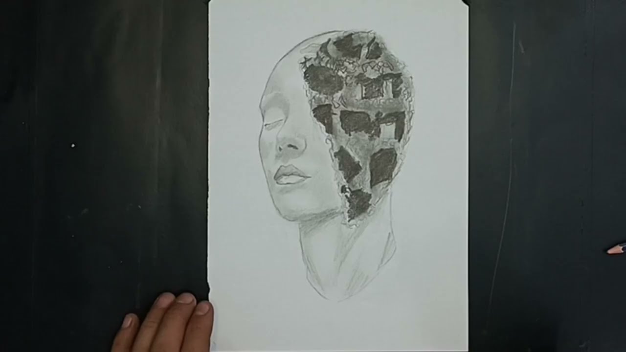 وجه بين الصمود الانهيار | رسم واقعي بالقلم الرصاص رقم 24