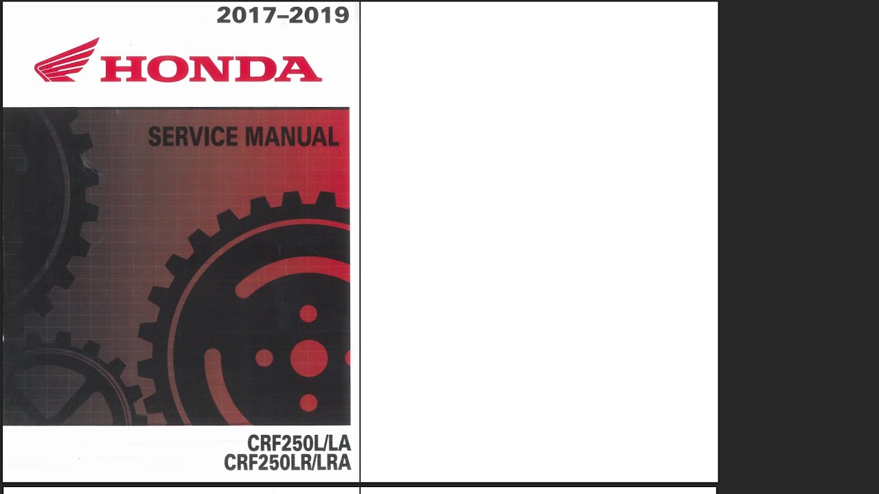 Honda CRF 250 L LA LR LRA 2017-2020 Service Workshop Repair Manual Download PDF