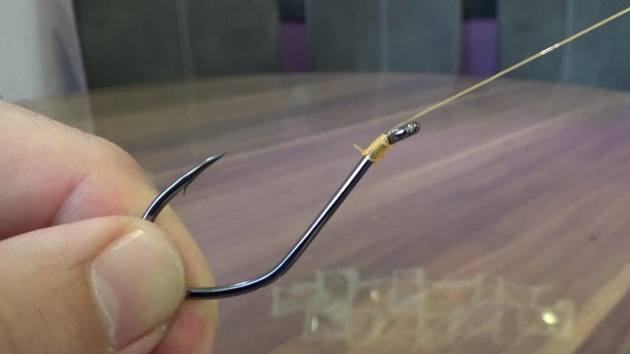 Angelhaken binden . Haken ohne Knoten binden. No-Knot