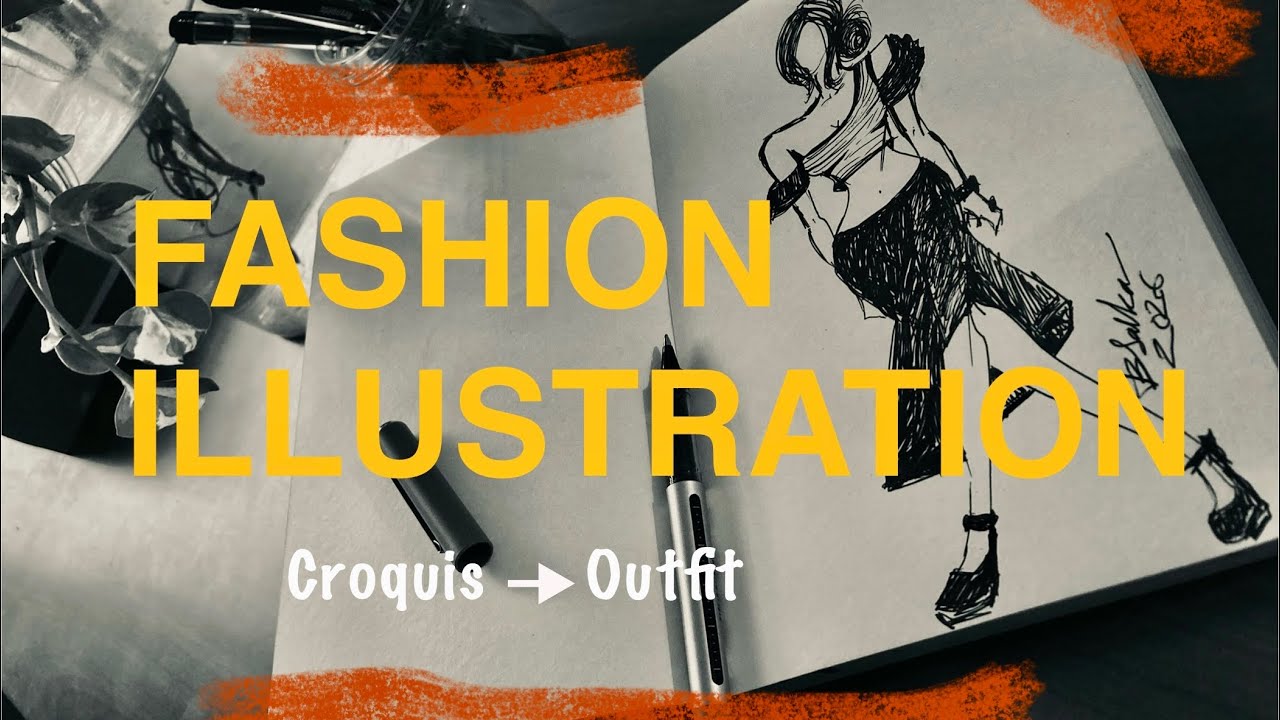Croquis to Outfit | Sketch With Me✍🏻 #fashionfiguredrawing #artvideo #fashionillustration 
