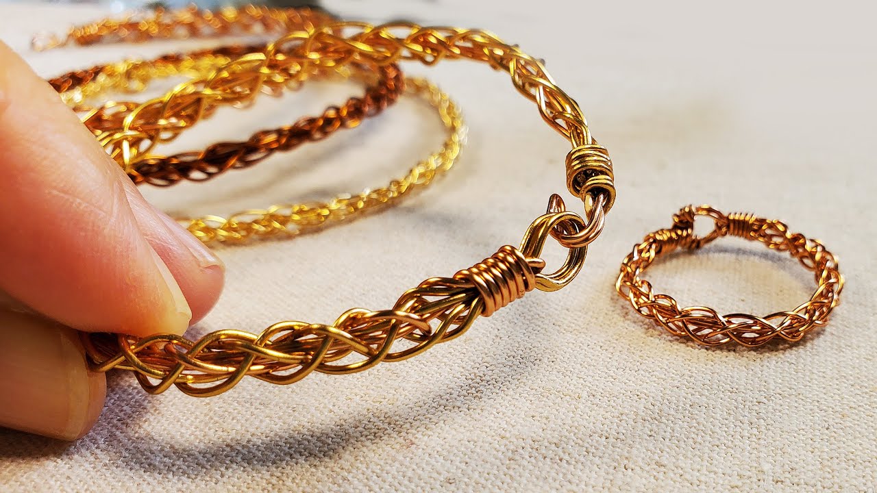 8 strands braided bracelet & ring  八股金屬線/銅線編織手鍊和戒指, very easy  braid the 3D texture 簡易做法立體圖案, 給妳堅定力量