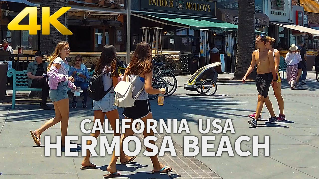 HERMOSA BEACH - Walking Hermosa Beach, Los Angeles, South Bay, California, USA - 4K UHD