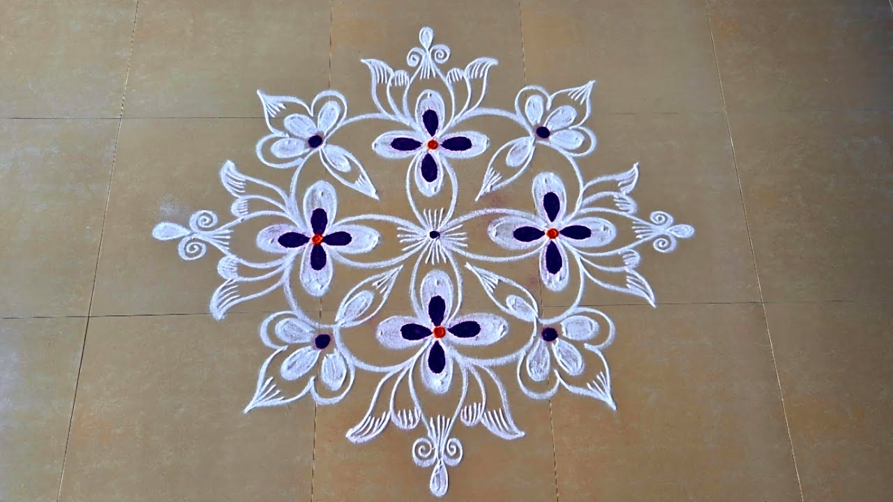 ##Saraswati pooja rangoli (7-1)/#Aayutha pooja rangoli/#Diwali rangoli/Friday rangoli