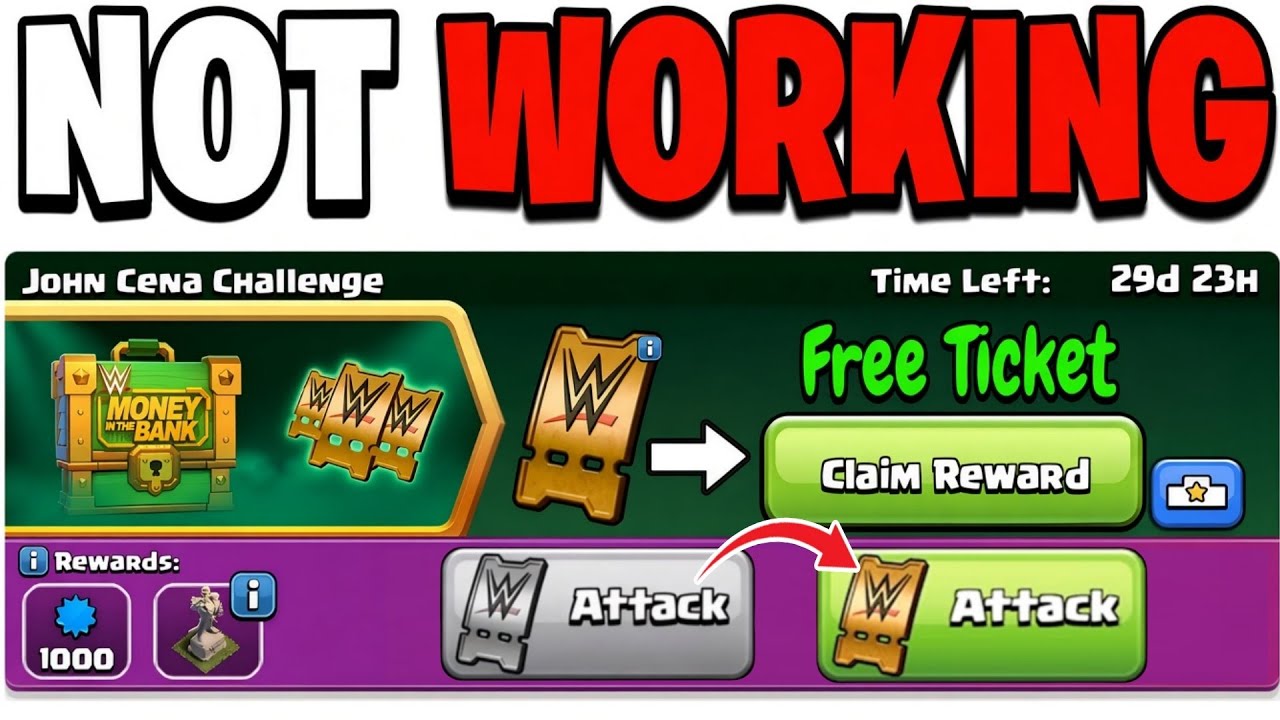 How to get free Challenger Contract ticket | Clash of Clans new John Cena challenge not working.
