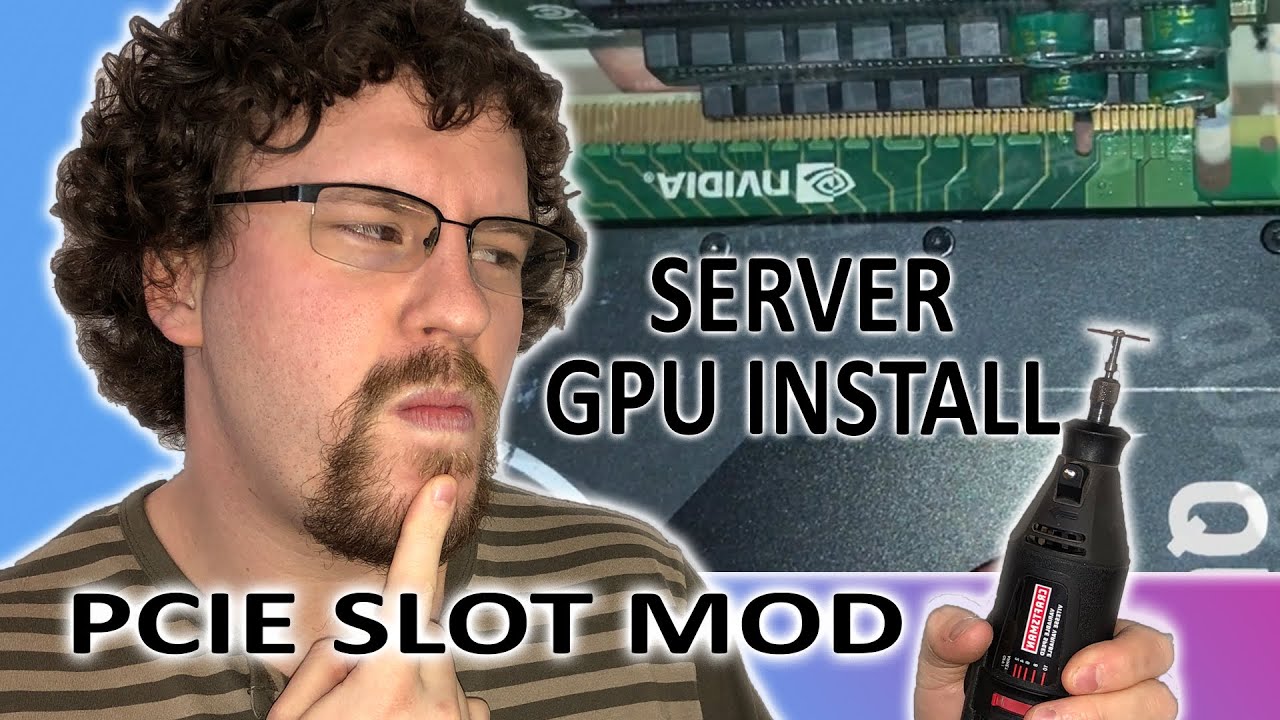 Modifying a x8 PCIE slot to take a x16 GPU! I fixed my servers jank install.
