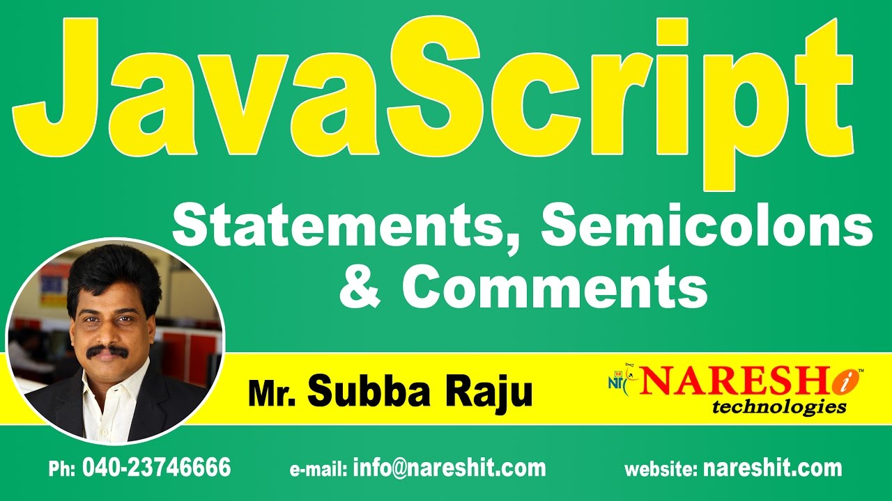 JavaScript Statements, Semicolons and Comments | JavaScript Tutorial | Mr. Subba Raju